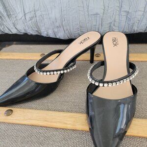 Black patent leather diamond heels - Brand new, never worn!
